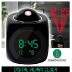Digital Alarm Clock Projection Alarm Clock Wake Up Bedroom with Data and Temperature Display Talking Function LED Wall/Ceiling Projection Clock LCD Creative Projector Weather Temperature Desk Time Date Display Projection USB Charger Home Clock Timer Stevvex