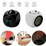 Digital Alarm Clock Projection Alarm Clock Wake Up Bedroom with Data and Temperature Display Talking Function LED Wall/Ceiling Projection Clock LCD Creative Projector Weather Temperature Desk Time Date Display Projection USB Charger Home Clock Timer Stevvex