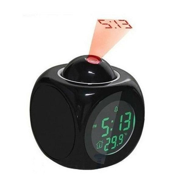 Digital Alarm Clock Projection Alarm Clock Wake Up Bedroom with Data and Temperature Display Talking Function LED Wall/Ceiling Projection Clock LCD Creative Projector Weather Temperature Desk Time Date Display Projection USB Charger Home Clock Timer Stevvex
