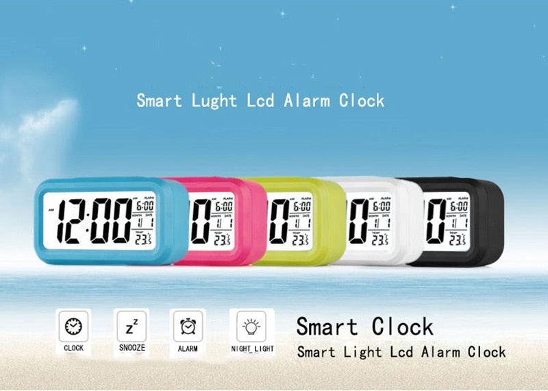 Digital Alarm Clock Voice Alarm Clock Intelligent Smart Timer Creative Students Mute LED Electronic Warning Machinery Gifts Battery Operated LCD Electronic Clock for Bedroom Home Kitchen Office Outdoor Stevvex