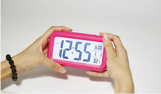 Digital Alarm Clock Voice Alarm Clock Intelligent Smart Timer Creative Students Mute LED Electronic Warning Machinery Gifts Battery Operated LCD Electronic Clock for Bedroom Home Kitchen Office Outdoor Stevvex
