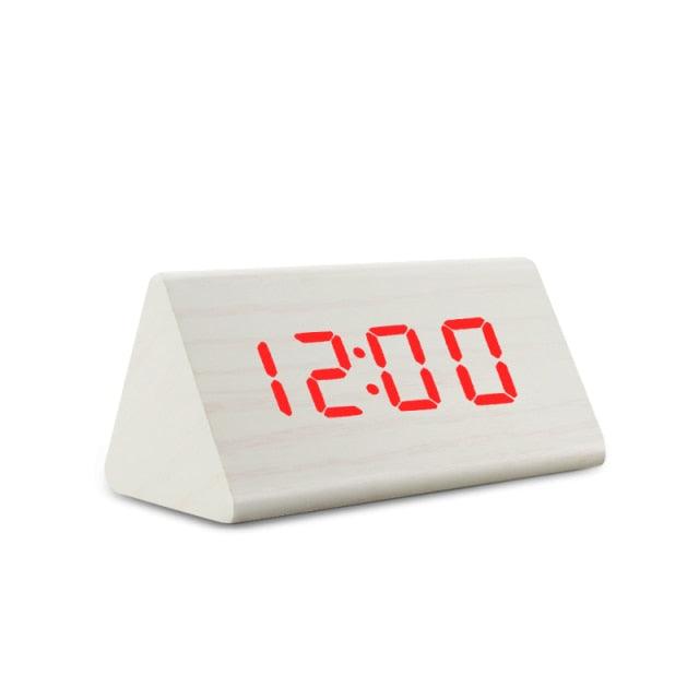 Digital Clock LED Wooden Alarm Clock Digital Alarm Clock with Wooden Electronic LED Time Display 3 Alarm Settings Humidity & Temperature Detect Wood Made Electric Clocks Table Sound Control Electronic Clocks Desktop USB/AAA Powered Home Table Decor Stevvex