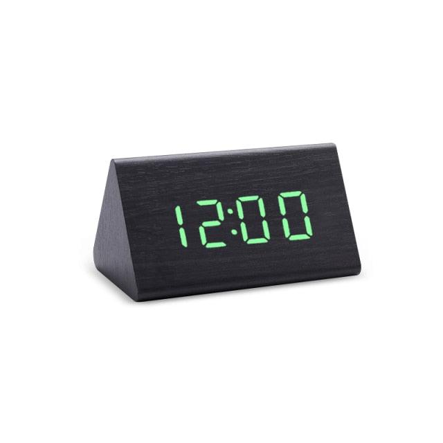 Digital Clock LED Wooden Alarm Clock Digital Alarm Clock with Wooden Electronic LED Time Display 3 Alarm Settings Humidity & Temperature Detect Wood Made Electric Clocks Table Sound Control Electronic Clocks Desktop USB/AAA Powered Home Table Decor Stevvex