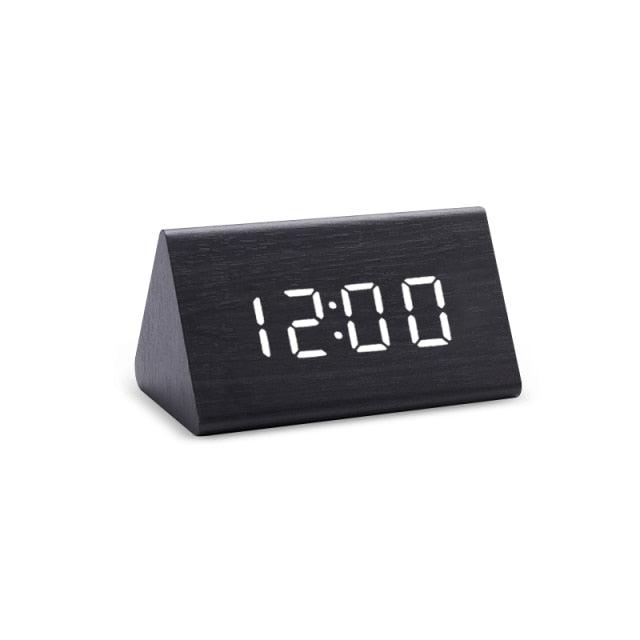Digital Clock LED Wooden Alarm Clock Digital Alarm Clock with Wooden Electronic LED Time Display 3 Alarm Settings Humidity & Temperature Detect Wood Made Electric Clocks Table Sound Control Electronic Clocks Desktop USB/AAA Powered Home Table Decor Stevvex