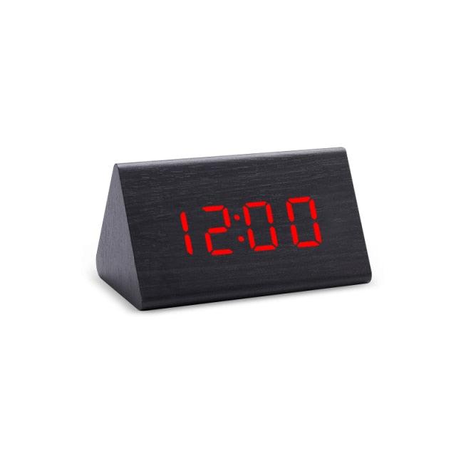 Digital Clock LED Wooden Alarm Clock Digital Alarm Clock with Wooden Electronic LED Time Display 3 Alarm Settings Humidity & Temperature Detect Wood Made Electric Clocks Table Sound Control Electronic Clocks Desktop USB/AAA Powered Home Table Decor Stevvex