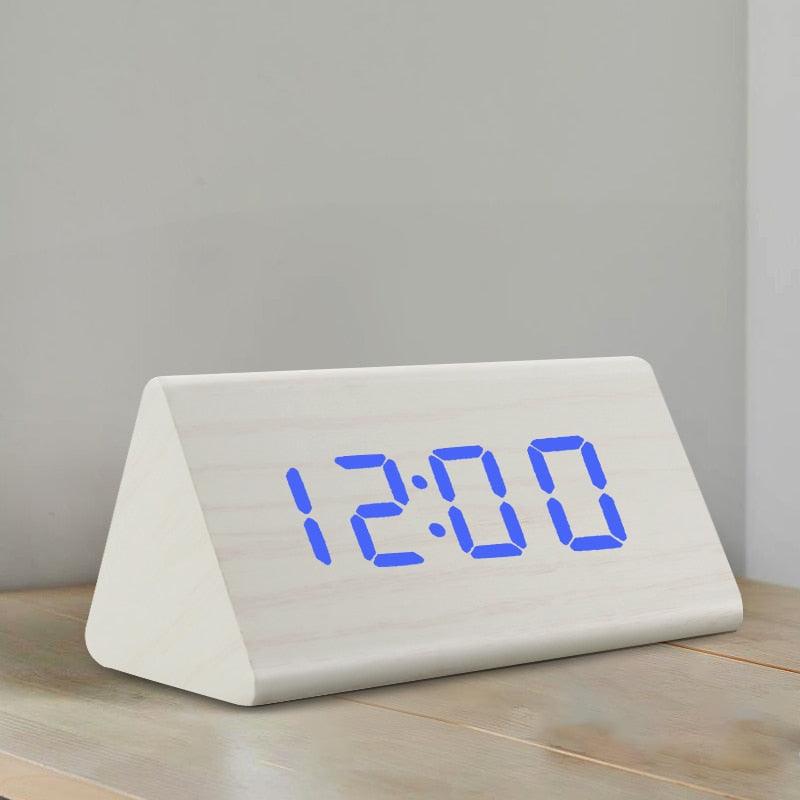Digital Clock LED Wooden Alarm Clock Digital Alarm Clock with Wooden Electronic LED Time Display 3 Alarm Settings Humidity & Temperature Detect Wood Made Electric Clocks Table Sound Control Electronic Clocks Desktop USB/AAA Powered Home Table Decor Stevvex