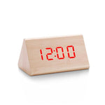 Digital Clock LED Wooden Alarm Clock Digital Alarm Clock with Wooden Electronic LED Time Display 3 Alarm Settings Humidity & Temperature Detect Wood Made Electric Clocks Table Sound Control Electronic Clocks Desktop USB/AAA Powered Home Table Decor Stevvex