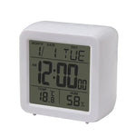 Digital Desktop LCD Snooze Calendar Alarm clock Digital Desktop Clock Electronic Digital Alarm Clocks for Bedroom Home Decor LCD Screen with Time/Calendar/Temperature Display White Bedroom Watch with Thermometer & Hygrometer for Home  Battery Operated Stevvex