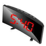 Digital Table Clock Digital Alarm Clock LED Bedside Clock Dual Alarm Adjustable Volume Alarm Clock for Bedroom  Electronic 7 Inch Number Desktop Alarm Clocks For Kids Bedroom LED Screen Curved Dimmable Mirror Stevvex