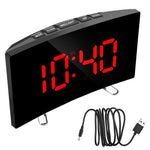 Digital Table Clock Digital Alarm Clock LED Bedside Clock Dual Alarm Adjustable Volume Alarm Clock for Bedroom  Electronic 7 Inch Number Desktop Alarm Clocks For Kids Bedroom LED Screen Curved Dimmable Mirror Stevvex