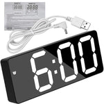 Digital Table Clock Digital Alarm Clock LED Bedside Clock Dual Alarm Adjustable Volume Alarm Clock for Bedroom  Electronic 7 Inch Number Desktop Alarm Clocks For Kids Bedroom LED Screen Curved Dimmable Mirror Stevvex