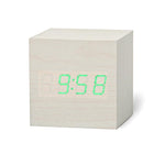 Digital Wooden LED Alarm Clock Wood Retro Glow Clock Digital Alarm Clock, with Wooden Electronic LED Time Display 3 Dual Plus Alarm Cubic Small Mini Wood Made Electric Clocks for Desktop Table Decor Voice Control Snooze Function Desk Tools Stevvex