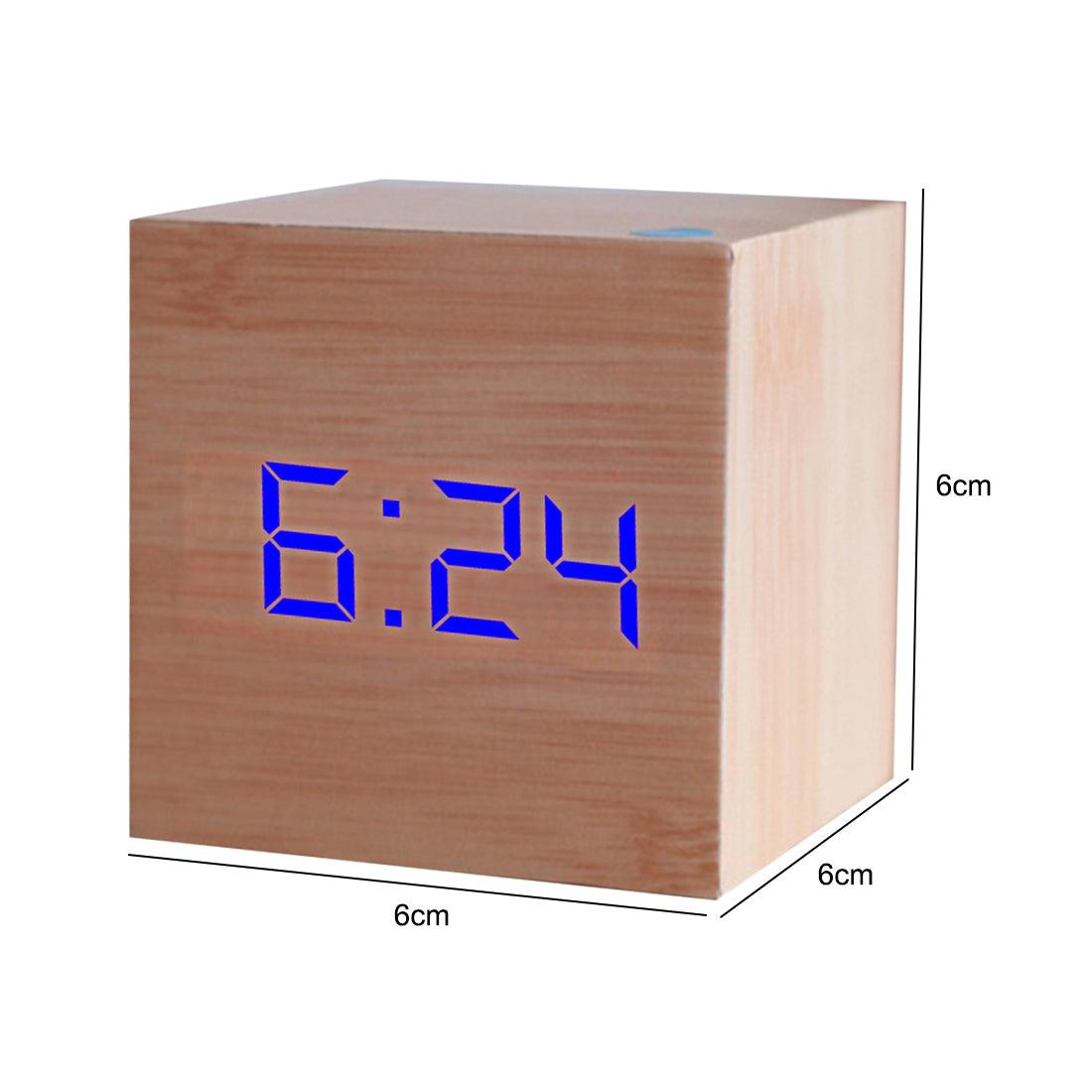 Digital Wooden LED Alarm Clock Wood Retro Glow Clock Digital Alarm Clock, with Wooden Electronic LED Time Display 3 Dual Plus Alarm Cubic Small Mini Wood Made Electric Clocks for Desktop Table Decor Voice Control Snooze Function Desk Tools Stevvex