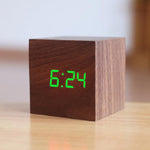 Digital Wooden LED Alarm Clock Wood Retro Glow Clock Digital Alarm Clock, with Wooden Electronic LED Time Display 3 Dual Plus Alarm Cubic Small Mini Wood Made Electric Clocks for Desktop Table Decor Voice Control Snooze Function Desk Tools Stevvex