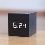 Digital Wooden LED Alarm Clock Wood Retro Glow Clock Digital Alarm Clock, with Wooden Electronic LED Time Display 3 Dual Plus Alarm Cubic Small Mini Wood Made Electric Clocks for Desktop Table Decor Voice Control Snooze Function Desk Tools Stevvex