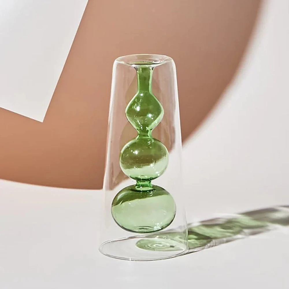 Double Wall Bubble Glass Bud Vase