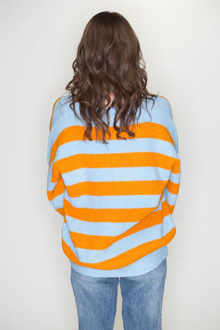 Striped V-Neck Sweater - By Baano