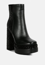 Dryday Diamante Zip Up Block Heel Boots