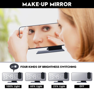 Dual Loud Smart Alarm Clock Projection for Bedroom Radio Digital Alarm Clock Projection Digital Alarm Clock for Bedrooms Radio Alarm Clock with Projection on Ceiling Dual Alarms with USB Charger Large Mirror LED Display Stevvex