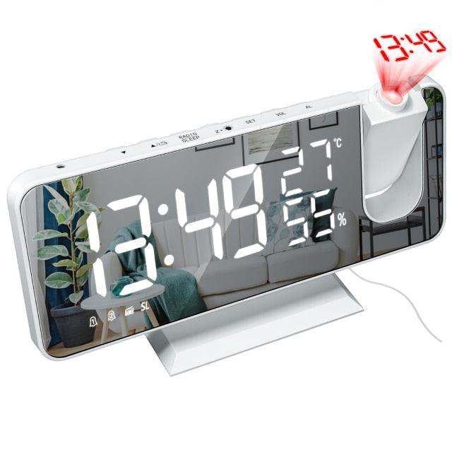 Dual Loud Smart Alarm Clock Projection for Bedroom Radio Digital Alarm Clock Projection Digital Alarm Clock for Bedrooms Radio Alarm Clock with Projection on Ceiling Dual Alarms with USB Charger Large Mirror LED Display Stevvex