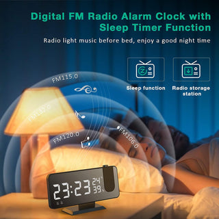 Dual Loud Smart Alarm Clock Projection for Bedroom Radio Digital Alarm Clock Projection Digital Alarm Clock for Bedrooms Radio Alarm Clock with Projection on Ceiling Dual Alarms with USB Charger Large Mirror LED Display Stevvex