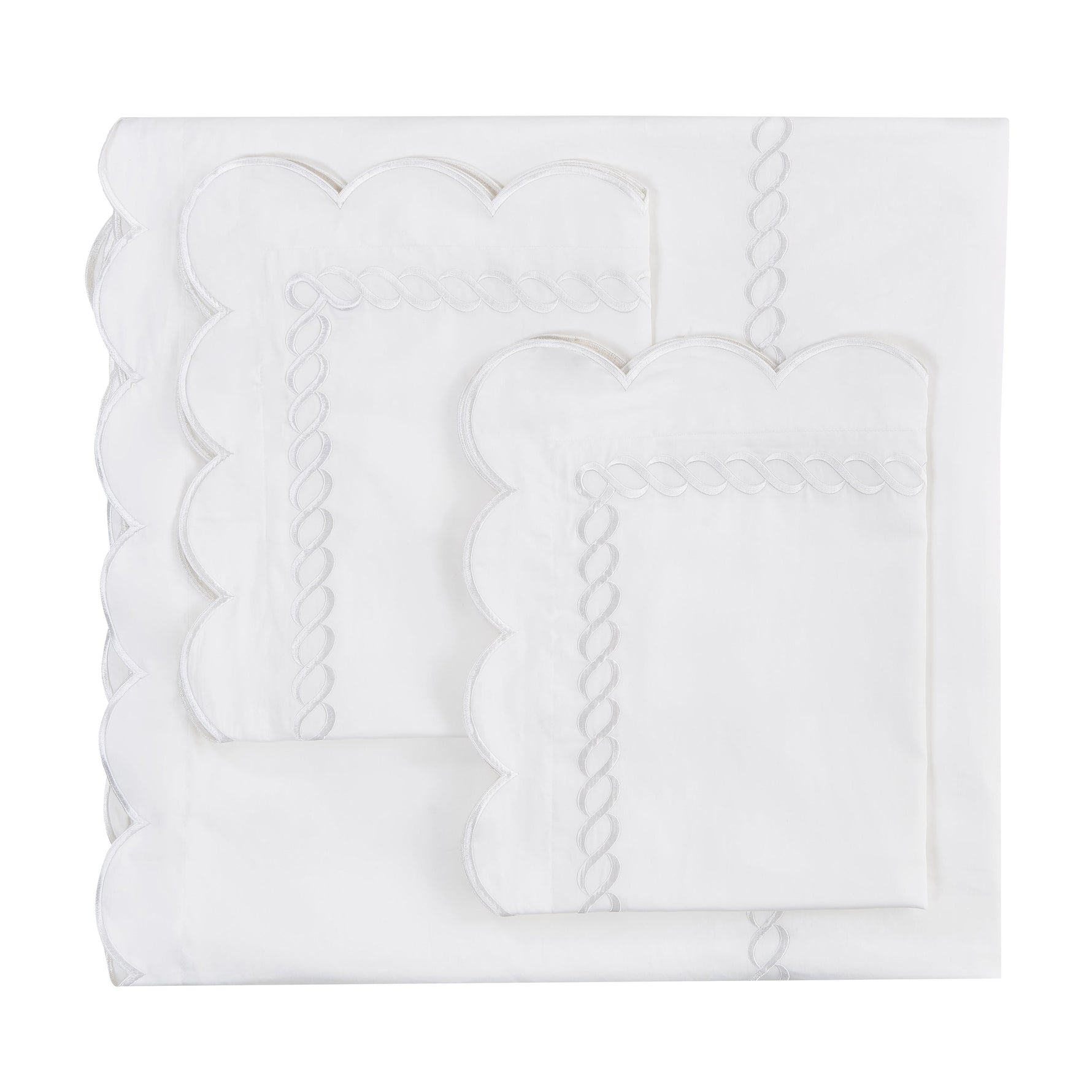 600 Thread Count Scallop Rope Embroidered Cotton Duvet Set