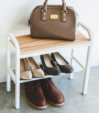 Shoe Organizer & Bench (18" H)  - Steel + Wood - By Baano