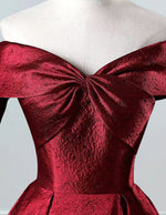 Burgundy Satin Off-Shoulder Prom Dress | Women's Evening Ball Gown