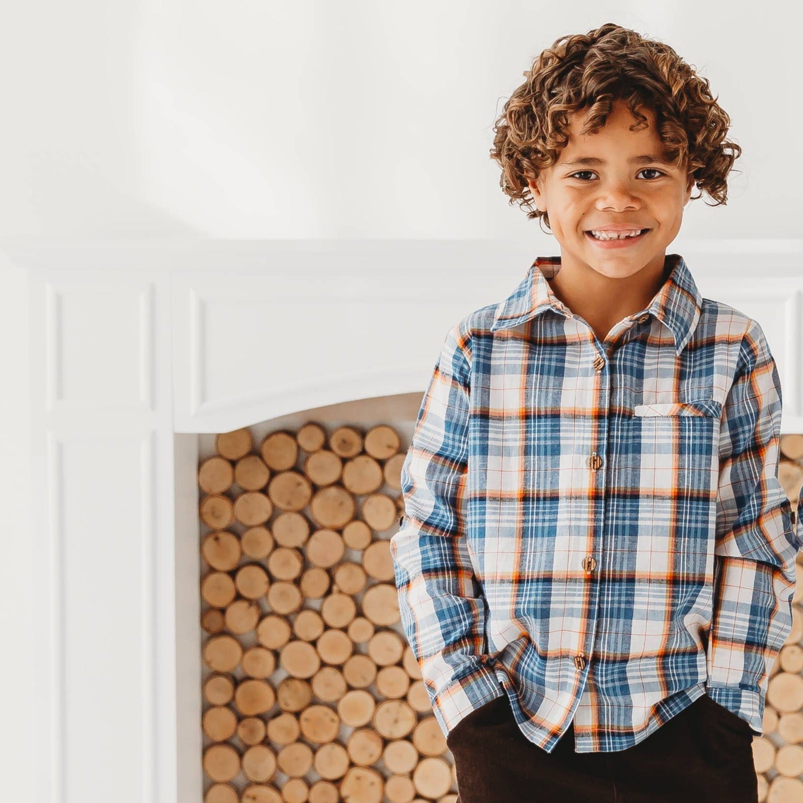 Blue Mix Plaid Boys Shirt - By Baano