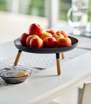 Countertop Pedestal Tray (5" H)  - Steel + Wood - By Baano