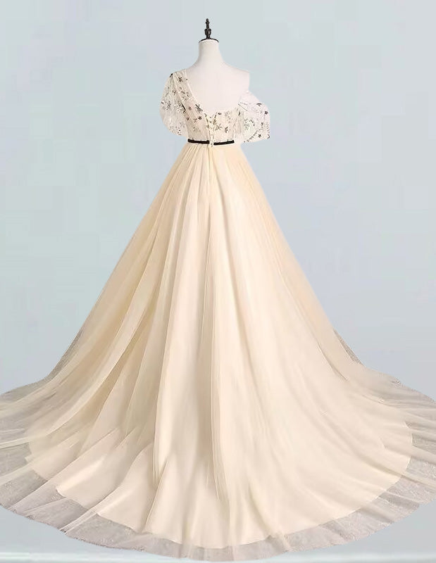 Girls' Elegant Tulle One-Shoulder Prom Dress | Formal Evening Ball Gown