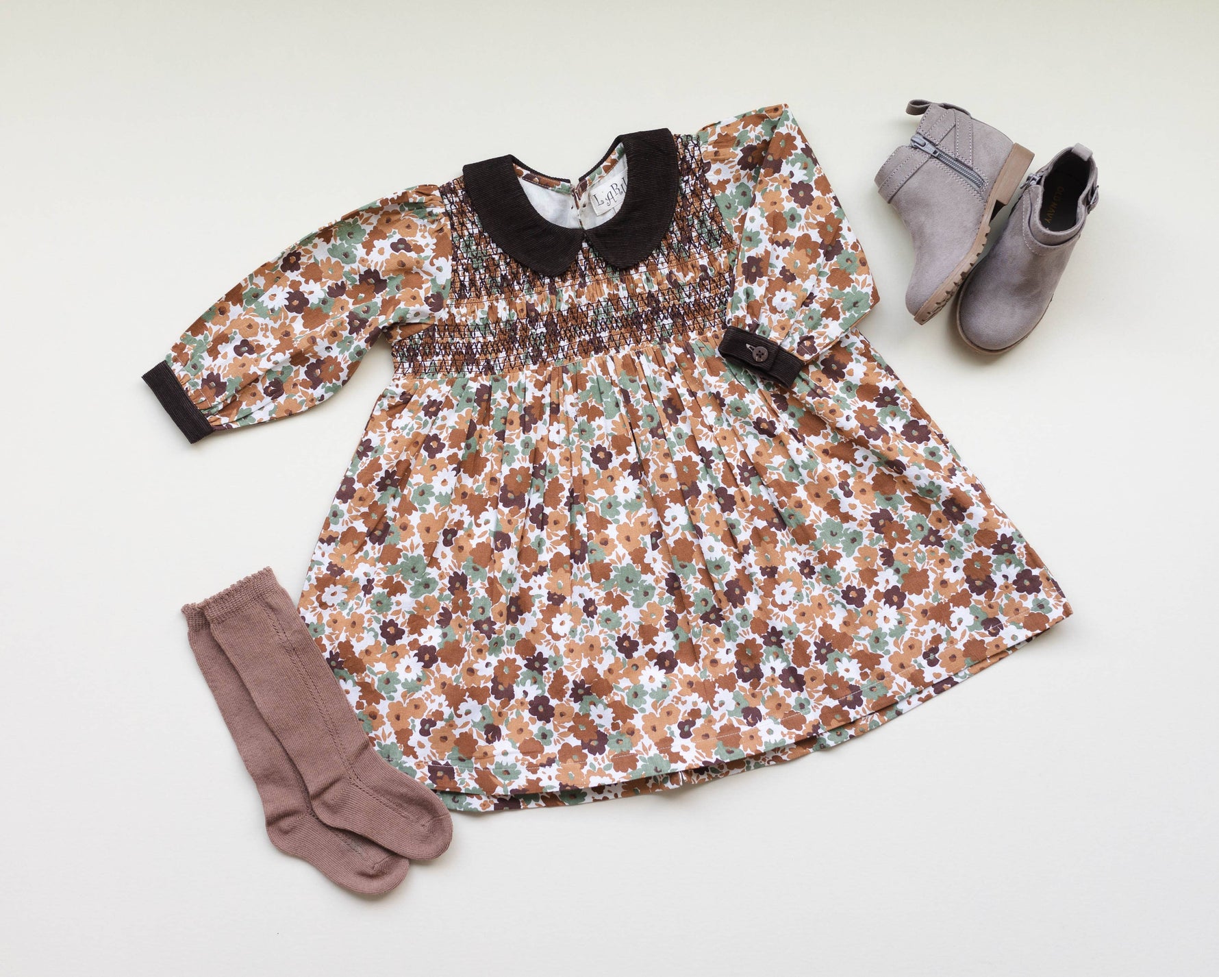 Brown Fall Smocked Dress - By Baano