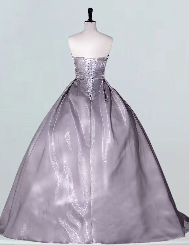 Women's Satin Sweetheart Prom Dress | Pleated Corset Ball Gown | Elegant Evening Wear