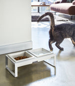 Pet Food Bowl - Tall - Steel + Ceramic