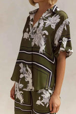 Printed Button Up Shirt and Pants Set - By Baano