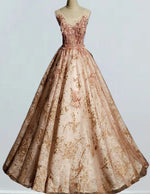 Champagne scoop fairy sequin long ball gown wedding dress