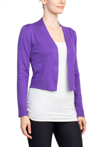Eclectic Studio Open Front Long Sleeve Cropped Rayon Bolero - Glamourous Grace