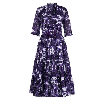 Eden Dress Antilles Toile White Lilac Dress - By Baano