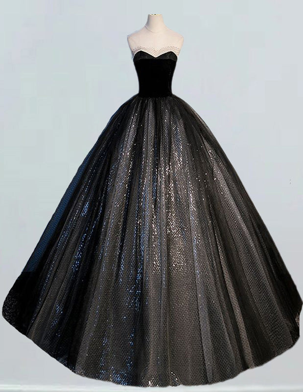 Women's Black Tulle Strapless Evening Gown | Elegant Prom & Bridesmaid Dress