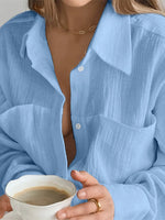 Texture Button Up Long Sleeve Shirt and Pants Set - By Baano