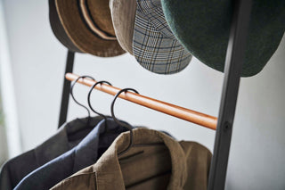 Coat Rack with Hat Storage (66" H)  - Steel + Wood - By Baano