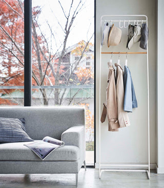 Coat Rack with Hat Storage (66" H)  - Steel + Wood - By Baano