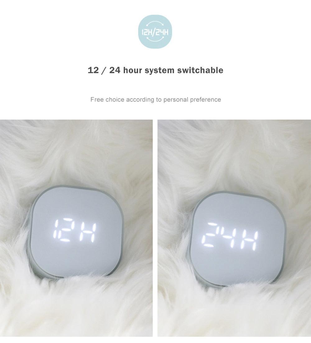 Electronic Square Silent Bedside Alarm Clock Intelligent Temperature Sensing Magnetic Attraction Desk Clock Mini Battery Operated Alarm Clock  Home Decor Stevvex