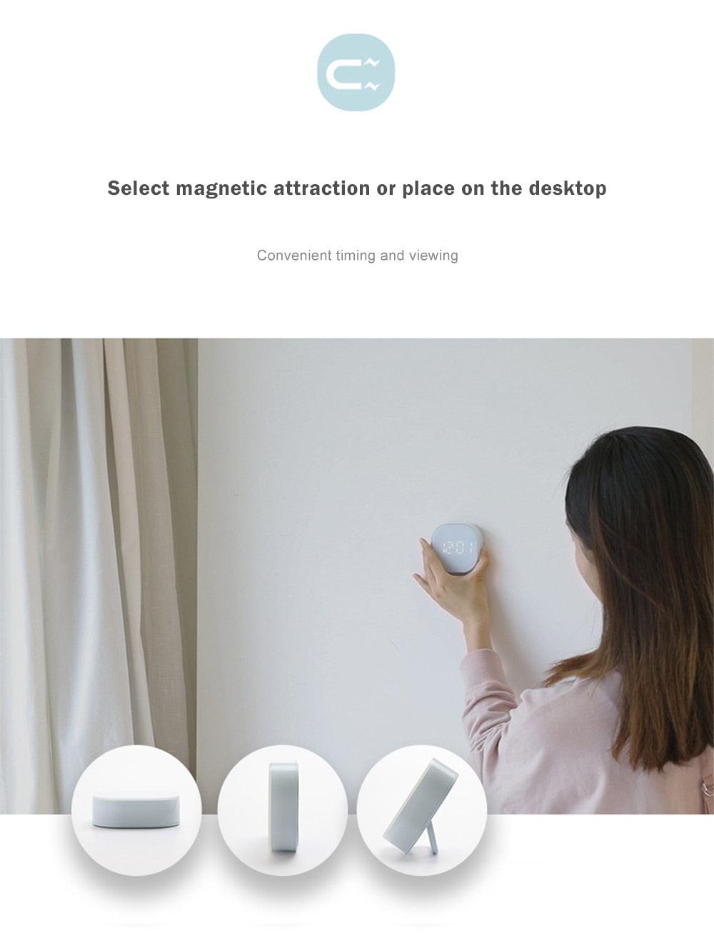 Electronic Square Silent Bedside Alarm Clock Intelligent Temperature Sensing Magnetic Attraction Desk Clock Mini Battery Operated Alarm Clock  Home Decor Stevvex