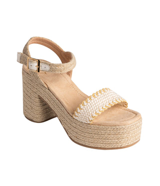 Elise Platform Sandals in Off White Naughty Monkey