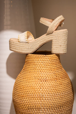 Elise Platform Sandals in Off White Naughty Monkey