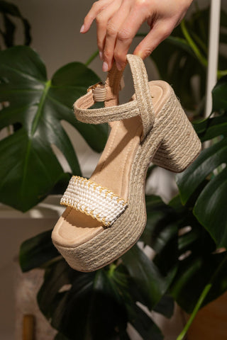 Elise Platform Sandals in Off White Naughty Monkey