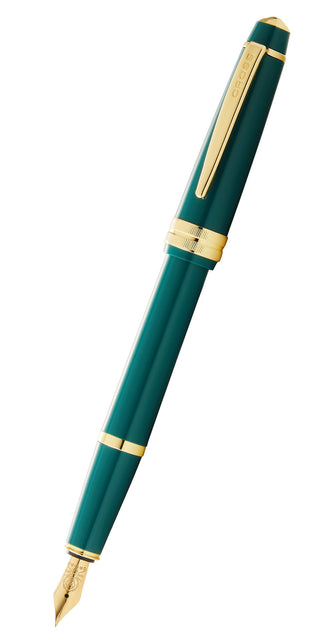 Bailey Light™ Polished Green Resin and Gold Tone Medium Nib Fountain Pen - By Baano