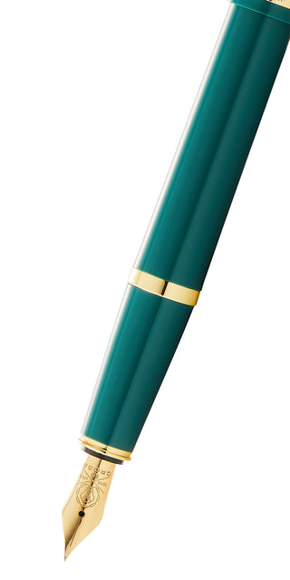 Bailey Light™ Polished Green Resin and Gold Tone Medium Nib Fountain Pen - By Baano