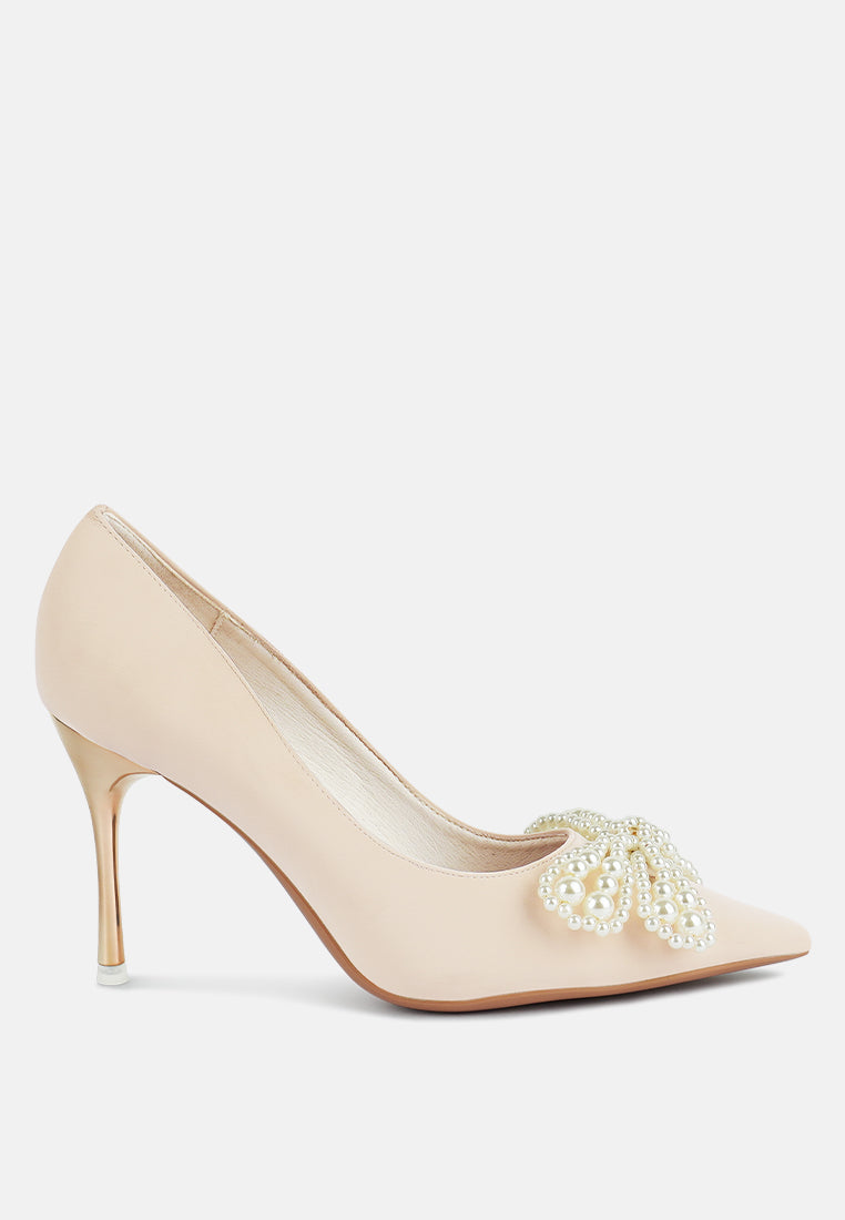 Encon Pearl Embellished Micro Suede Pumps London Rag International